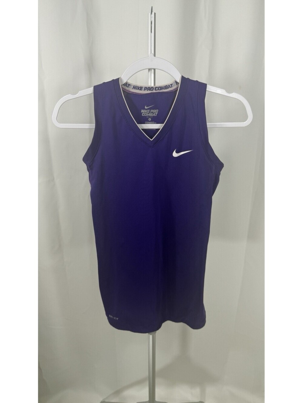 Nike Pro Combat Dri Fit Purple Compression Tank Top Womens Small Athletic